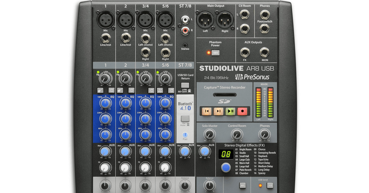 PreSonus StudioLive AR8 USB デジタルミキサーUSED SLMAR8_pre_mix_frt_1_nr.png?